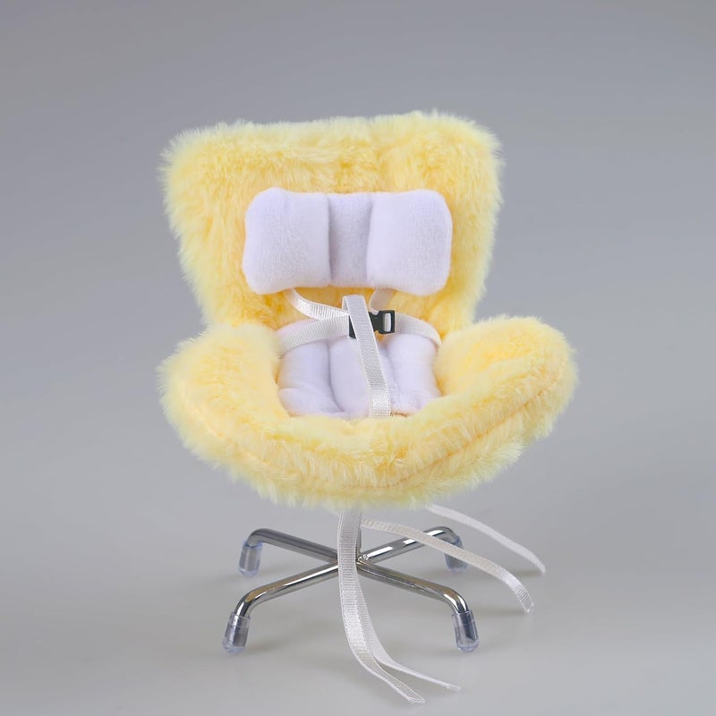 Walant Doll Car Seat Compatible with Labubu, Chair for 10-17cm Dolls - Adjustable Safety Strap, Air Vent Clip & Desktop Stand, Soft Cushion, Cute Car Ornament Gift for Collectors & Fans (Yelllow) - Image 4